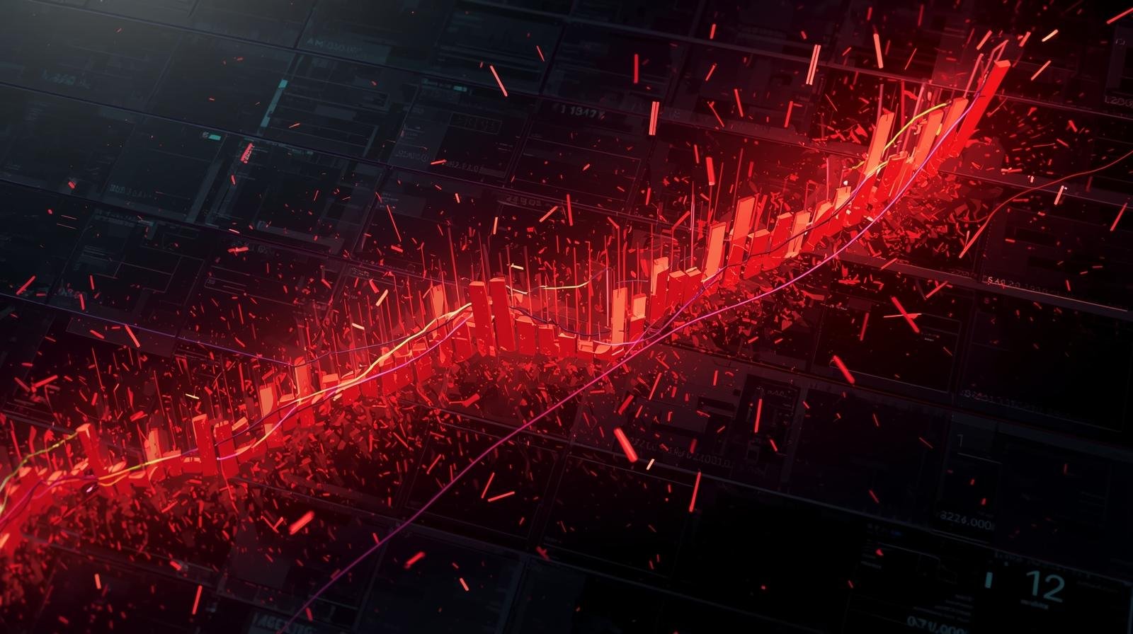 Bitcoin October 2025 chart showing a large red monthly candle symbolizing sharp volatility and heavy liquidations across crypto markets.