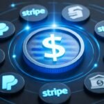 Digital dollar coin symbolizing stablecoins adoption by fintech companies like PayPal and Stripe