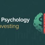 Graphic titled 'The Psychology of Investing – How Emotions Shape Market Decisions,' showing icons of a gold dollar sign and a red heart symbolizing greed and fear, on a dark blue background with modern typography