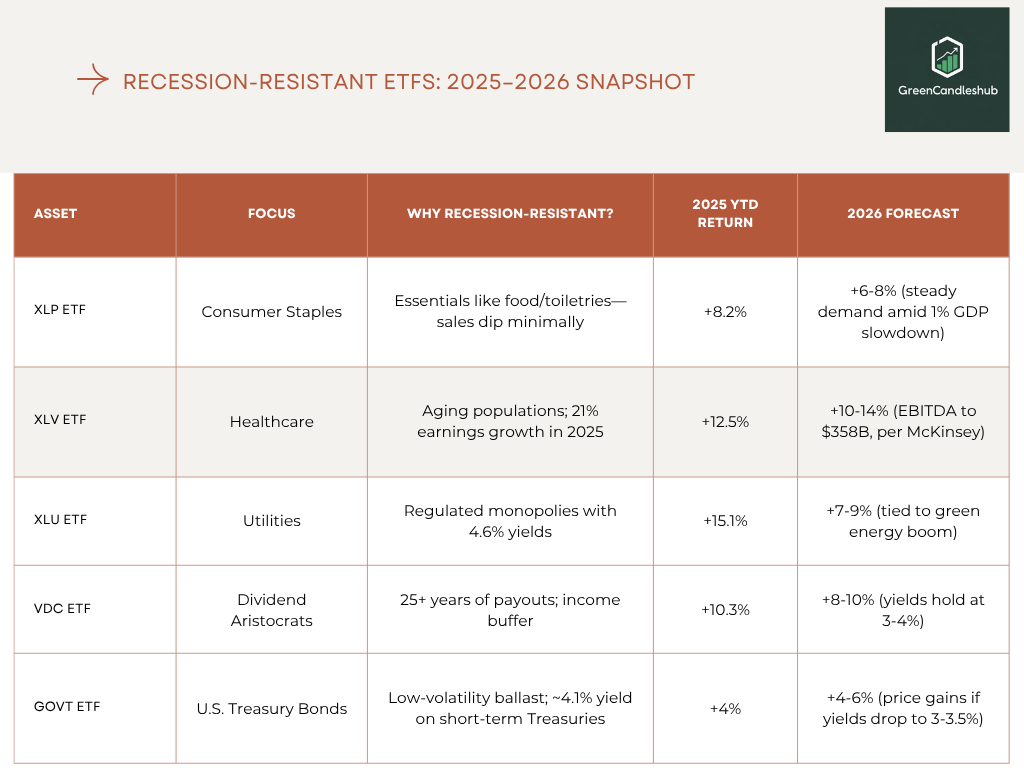 ETF performance comparison for recession-proof sectors 2025–2026