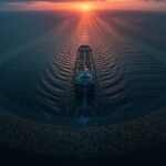 Oil tanker transiting the Strait of Hormuz with digital blockchain network overlay — GreenCandlesHub.com