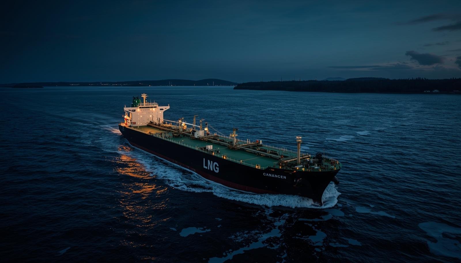 LNG tanker near Canadian coast symbolizing Shell ARC deal and route-secure gas supply
